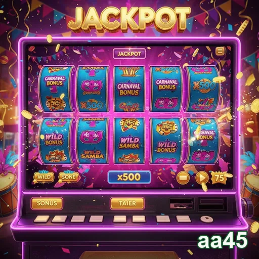 Máquina caça-níquel mostrando jackpot no site aa45, simbolizando grandes ganhos e diversão.